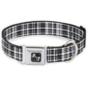 Dog Bone Seatbelt Buckle Collar - Plaid Black/White