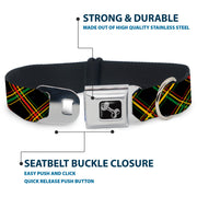 Dog Bone Seatbelt Buckle Collar - Plaid X Rasta