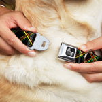 Dog Bone Seatbelt Buckle Collar - Plaid X Rasta