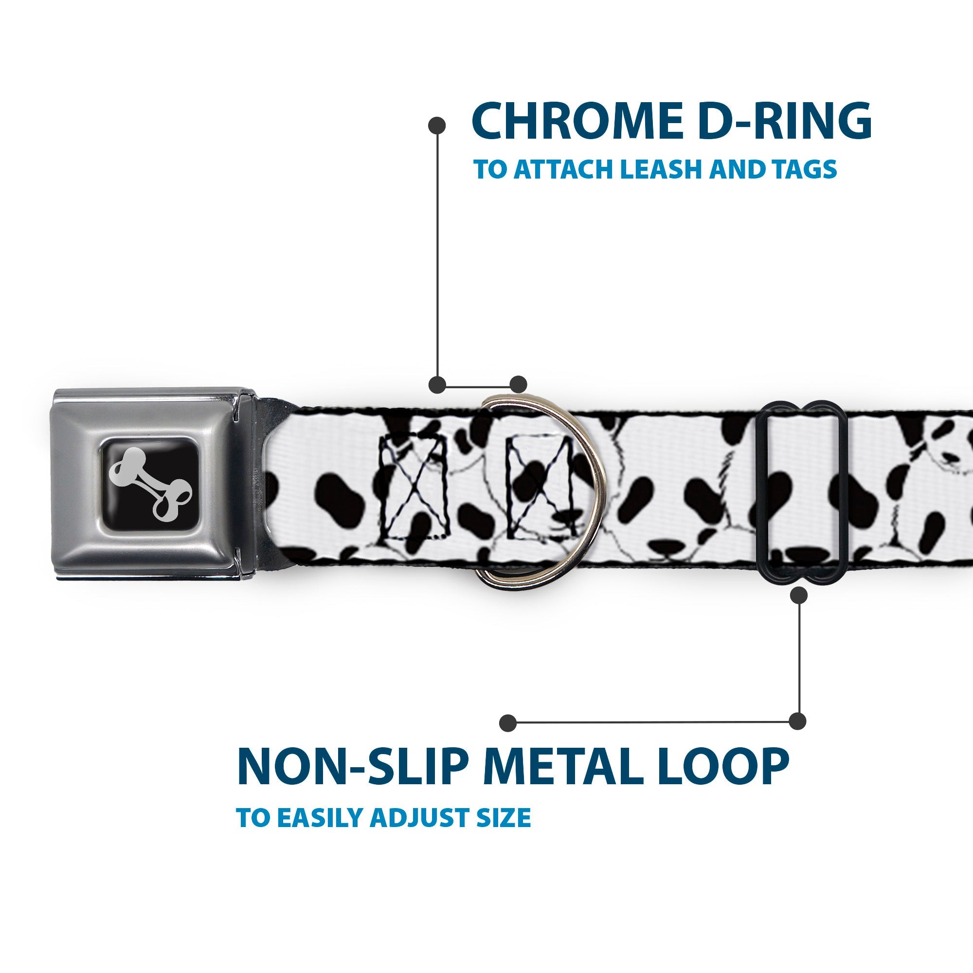 Dog Bone Seatbelt Buckle Collar - Panda Bear Stacked