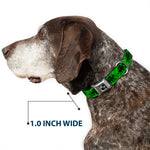 Dog Bone Seatbelt Buckle Collar - Palm Trees/Rings Greens/Blacks