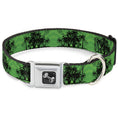 Load image into Gallery viewer, Dog Bone Seatbelt Buckle Collar - Palm Trees/Rings Greens/Blacks

