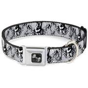 Dog Bone Seatbelt Buckle Collar - Peace w/Wings Gray