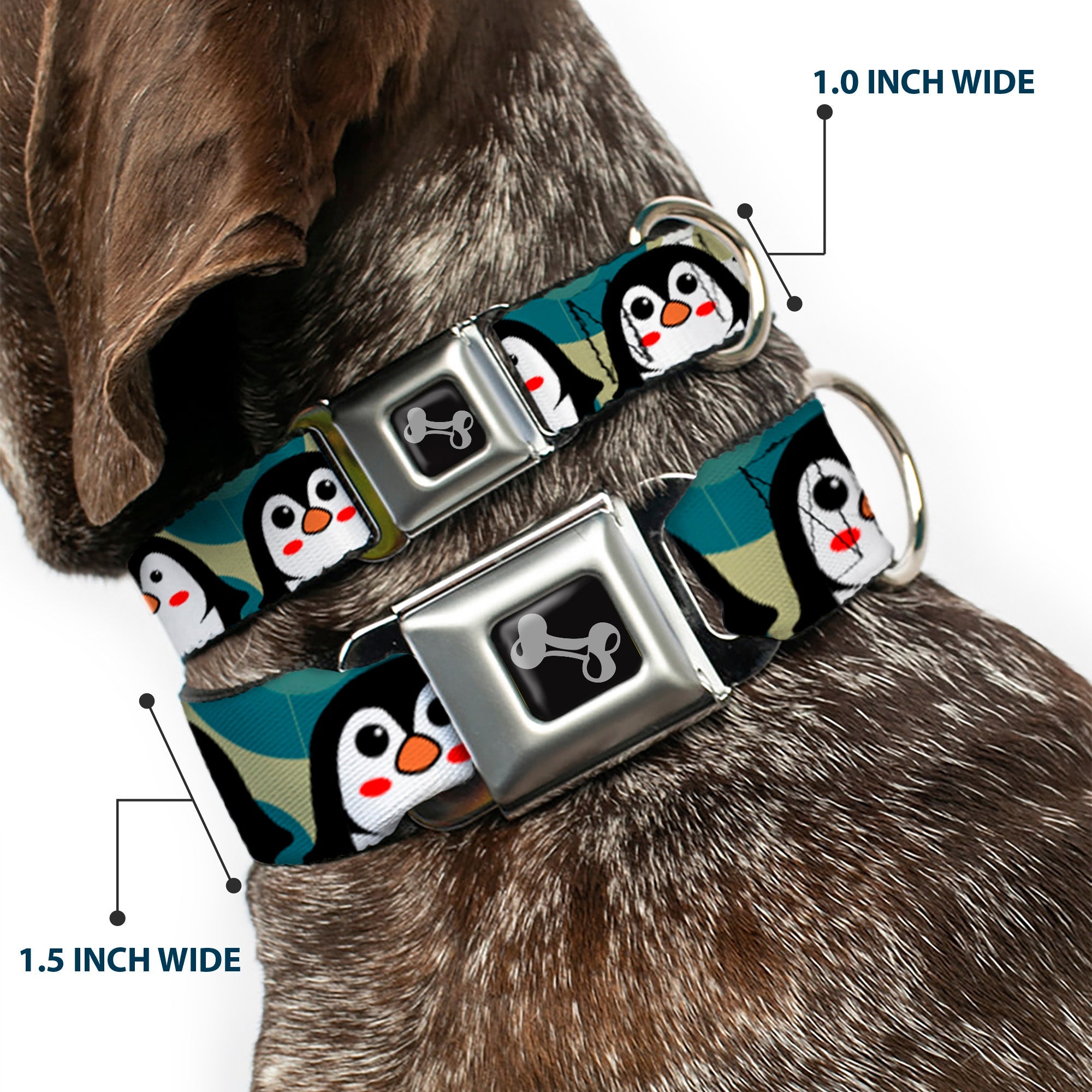 Dog Bone Seatbelt Buckle Collar - Penguin Cartoon