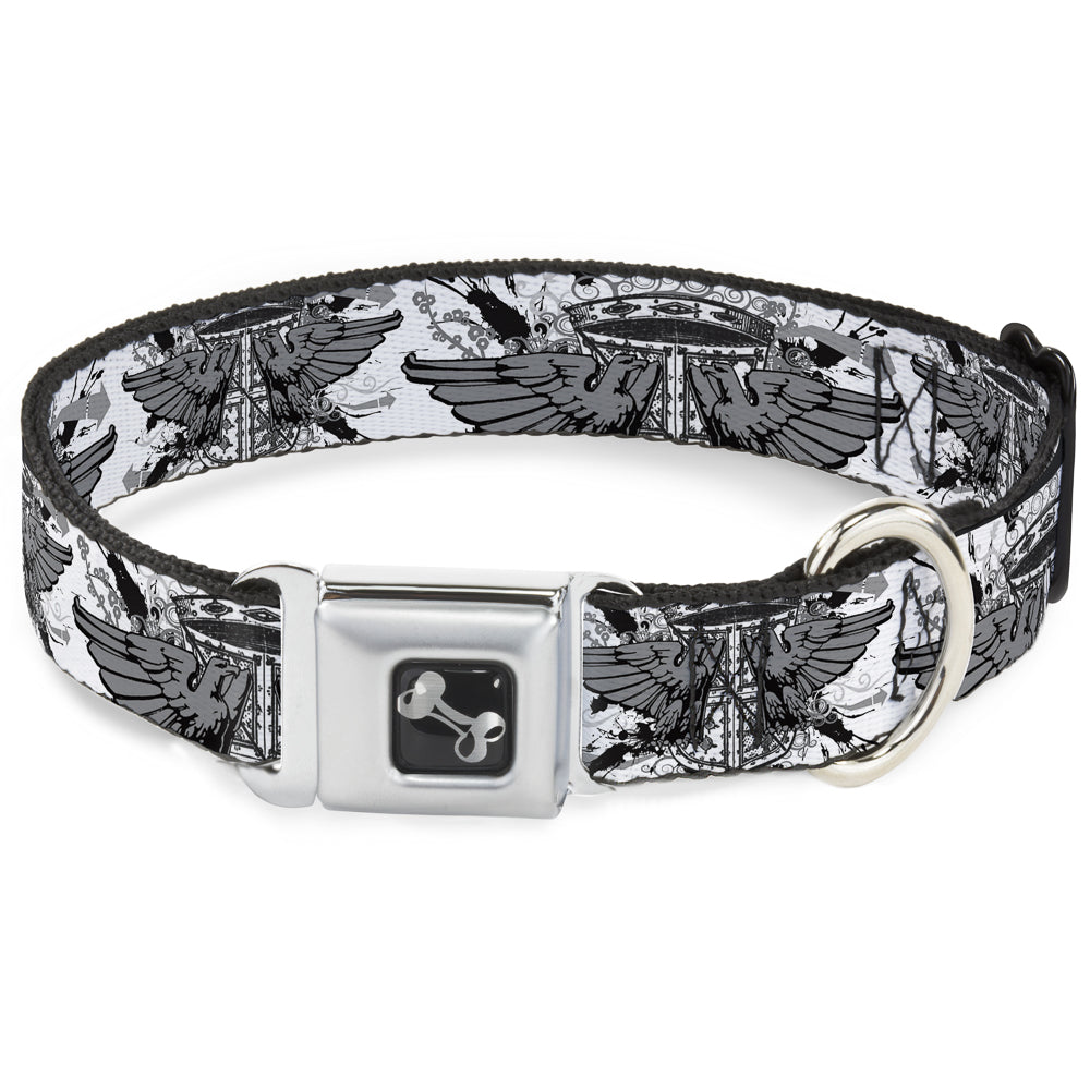 Dog Bone Seatbelt Buckle Collar - Phoenix Shield White