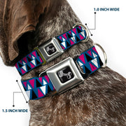 Dog Bone Seatbelt Buckle Collar - Peaks Turquoise/Fuchsia/Black/White