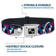 Dog Bone Seatbelt Buckle Collar - Peaks Turquoise/Fuchsia/Black/White