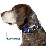 Dog Bone Seatbelt Buckle Collar - Peaks Turquoise/Fuchsia/Black/White