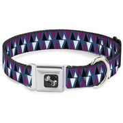 Dog Bone Seatbelt Buckle Collar - Peaks Turquoise/Fuchsia/Black/White