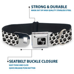 Dog Bone Seatbelt Buckle Collar - Paw Print White/Black