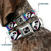 Dog Bone Seatbelt Buckle Collar - Pandas & Rainbows w/Stars