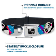 Dog Bone Seatbelt Buckle Collar - Pandas & Rainbows w/Stars