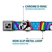 Dog Bone Seatbelt Buckle Collar - Pandas & Rainbows w/Stars