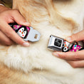 Load image into Gallery viewer, Dog Bone Black/Silver Seatbelt Buckle Collar - Penguins w/Cupcakes Fuchsia/Purple/White
