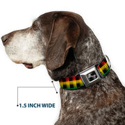 Dog Bone Seatbelt Buckle Collar - Plaid Black/Rasta