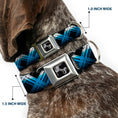 Load image into Gallery viewer, Dog Bone Seatbelt Buckle Collar - Plaid X Gradient Black/White/Blue

