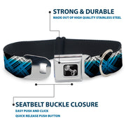 Dog Bone Seatbelt Buckle Collar - Plaid X Gradient Black/White/Blue
