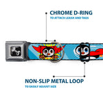 Dog Bone Seatbelt Buckle Collar - Penguin Superhero Blue Bubbles