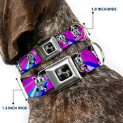 Dog Bone Seatbelt Buckle Collar - Panda Hat Animals w/Bright Color Burst
