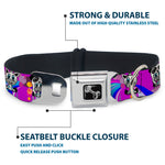Dog Bone Seatbelt Buckle Collar - Panda Hat Animals w/Bright Color Burst