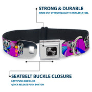 Dog Bone Seatbelt Buckle Collar - Panda Hat Animals w/Bright Color Burst