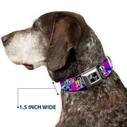 Dog Bone Seatbelt Buckle Collar - Panda Hat Animals w/Bright Color Burst