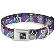 Dog Bone Seatbelt Buckle Collar - Panda Hat Animals w/Bright Color Burst