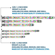 Dog Bone Seatbelt Buckle Collar - Puppies w/Paw Prints White/Multi Color