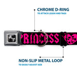 Dog Bone Seatbelt Buckle Collar - Punk Princess Black/Fuchsia