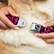 Dog Bone Seatbelt Buckle Collar - Punk Princess Black/Fuchsia