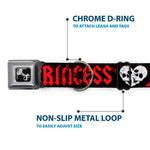 Dog Bone Seatbelt Buckle Collar - Punk Princess Black/Red/White