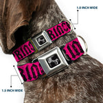 Dog Bone Seatbelt Buckle Collar - Punk Princess Fuchsia/Black