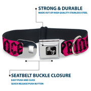 Dog Bone Seatbelt Buckle Collar - Punk Princess Fuchsia/Black