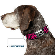 Dog Bone Seatbelt Buckle Collar - Punk Princess Fuchsia/Black