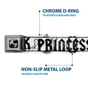 Dog Bone Seatbelt Buckle Collar - Punk Princess w/Zippers & Skulls