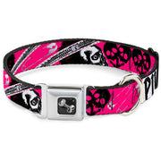 Dog Bone Seatbelt Buckle Collar - Punk Princess w/Zippers & Skulls