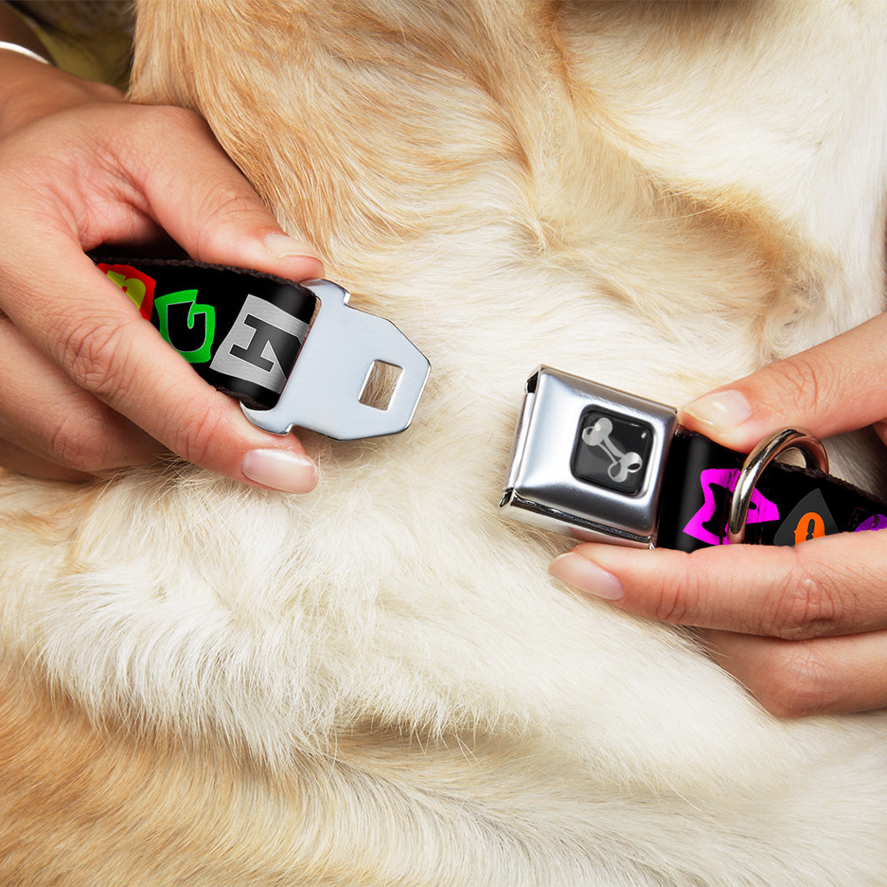 Dog Bone Seatbelt Buckle Collar - Punk You Black/Full Color