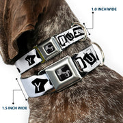Dog Bone Seatbelt Buckle Collar - Punk You White/Black