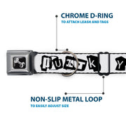 Dog Bone Seatbelt Buckle Collar - Punk You White/Black