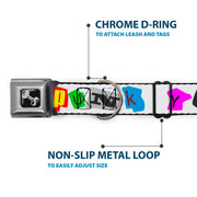 Dog Bone Seatbelt Buckle Collar - Punk You White/Full Color