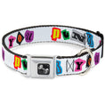 Load image into Gallery viewer, Dog Bone Seatbelt Buckle Collar - Punk You White/Full Color
