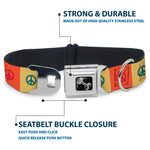Dog Bone Seatbelt Buckle Collar - Peace Blocks Red/Yellow/Blue