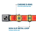 Dog Bone Seatbelt Buckle Collar - Peace Blocks Red/Yellow/Blue