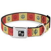 Dog Bone Seatbelt Buckle Collar - Peace Blocks Red/Yellow/Blue