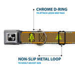 Dog Bone Seatbelt Buckle Collar - Pine Trees Blocks Olive/Orange/Tan