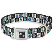 Dog Bone Seatbelt Buckle Collar - Robot Checkers Black/White