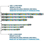 Dog Bone Seatbelt Buckle Collar - Rainbow Cloud Stars Baby Blue