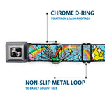 Dog Bone Seatbelt Buckle Collar - Rainbow Cloud Stars Baby Blue