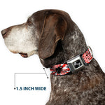 Dog Bone Seatbelt Buckle Collar - Rising Sun White/Red