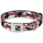 Dog Bone Seatbelt Buckle Collar - Rising Sun White/Red